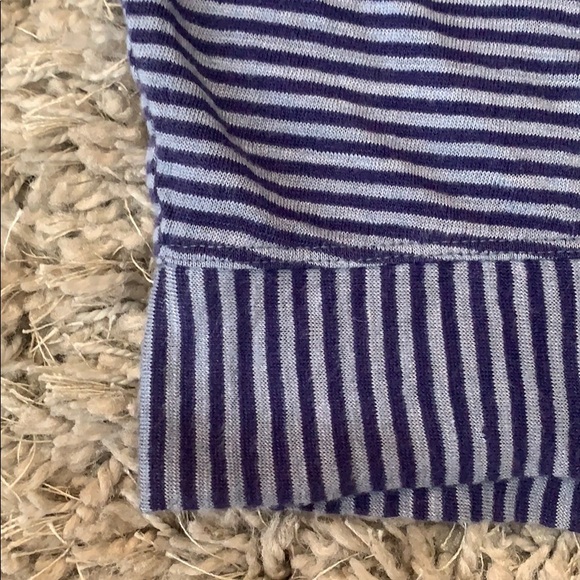 EILEEN FISHER Organic Linen Navy Striped Top - Picture 9 of 15